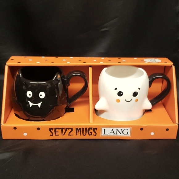 Lang Other - Lang NWT, NIB Set of 2 Halloween Mugs, Black Kitty Vampire and Ghost